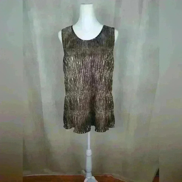 Jennifer Lopez Women tank top Brown Silver sequined shiny Size M - Picture 1 of 10